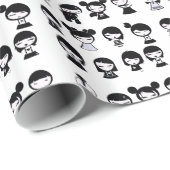 Chibi Emo Goth Geschenkpapier (Rolleneckpunkt)