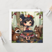 Chibi Fairy and Forest Animals Blank Karte (Vorderseite/Rückseite Beispiel)