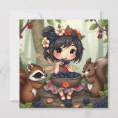 Chibi Fairy and Forest Animals Blank Karte (Vorderseite)