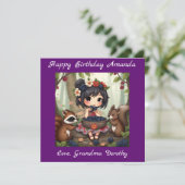 Chibi Fairy Birthday | Farbseite Karte (Stehend Vorderseite)