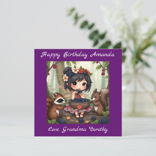 Chibi Fairy Birthday | Farbseite Karte (Stehend Vorderseite)