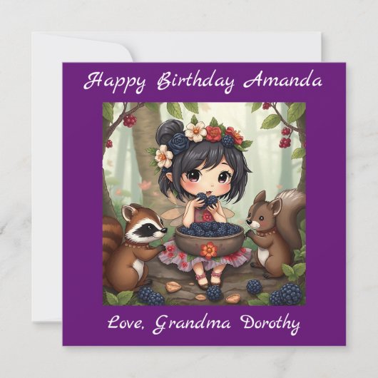 Chibi Fairy Birthday | Farbseite Karte (Vorderseite)