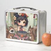 Chibi Fairy Eating Blackberries with Forest Friend Metall Brotdose (Beispiel)
