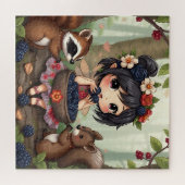 Chibi Fairy Eating Blackberries with Forest Friend Puzzle (Horizontal)