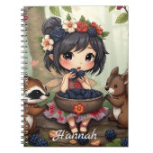 Chibi Fairy isst BlackBerry mit Waldfreund Notizblock (Vorderseite)