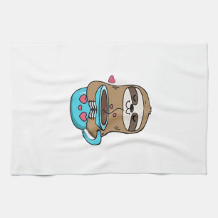 Chibi Faultier Kaffeeliebhaber � Cute Kawaii Fault Geschirrtuch
