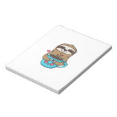 Chibi Faultier Kaffeeliebhaber � Cute Kawaii Fault Notizblock (Rotiert)