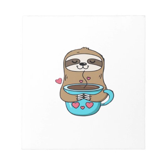 Chibi Faultier Kaffeeliebhaber � Cute Kawaii Fault Notizblock (Vorderseite)