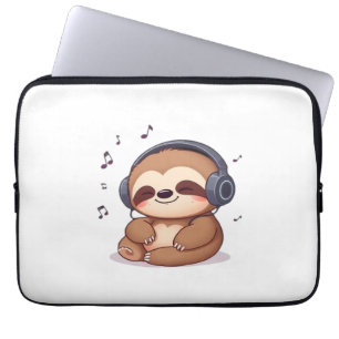 Chibi Faultier mit Kopfhörern � Cute Kawaii Entspa Laptopschutzhülle