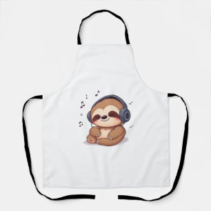 Chibi Faultier mit Kopfhörern � Süße Kawaii entspa Schürze