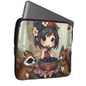 Chibi-Fee, die mit Waldtieren Brombeeren isst Laptopschutzhülle (Vorne Rechts)