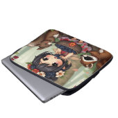 Chibi-Fee, die mit Waldtieren Brombeeren isst Laptopschutzhülle (Vorne Knopf)