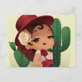 Chibi flamenco in spanischer Sprache Postkarte (Vorderseite)