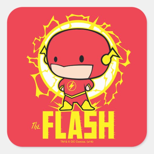 Chibi Flash mit Strom Quadratischer Aufkleber (Vorderseite)
