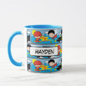 Chibi Flash, Superman, and Batman Racing Pattern Tasse (Links)