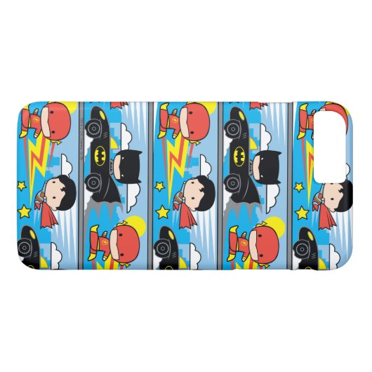 Chibi Flash, Superman und Batman Racing Pattern Case-Mate iPhone Hülle (Rückseite (Horizontal))