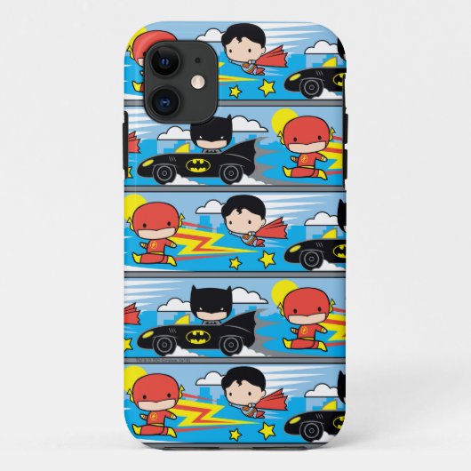 Chibi Flash, Superman und Batman Racing Pattern Case-Mate iPhone Hülle (Rückseite)