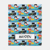 Chibi Flash, Superman und Batman Racing Pattern Fleecedecke (Vorderseite)