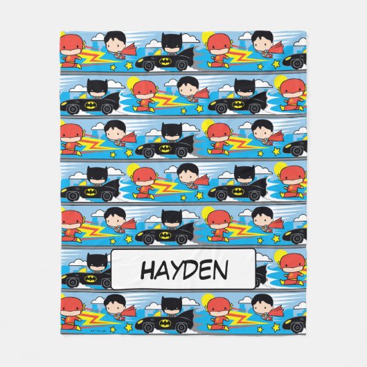 Chibi Flash, Superman und Batman Racing Pattern Fleecedecke (Vorderseite)