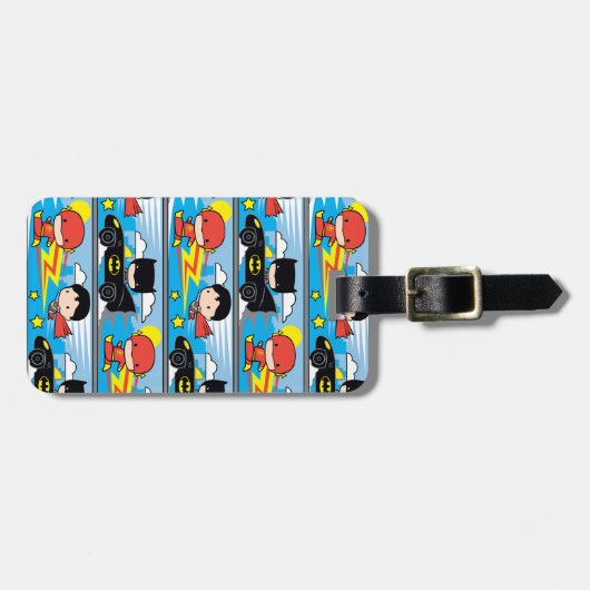 Chibi Flash, Superman und Batman Racing Pattern Gepäckanhänger (Vorderseite horizontal)