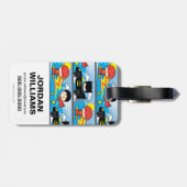 Chibi Flash, Superman und Batman Racing Pattern Gepäckanhänger (Rückseite horizontal)