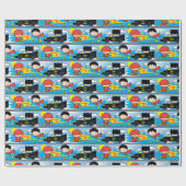 Chibi Flash, Superman und Batman Racing Pattern Geschenkpapier (Flach)