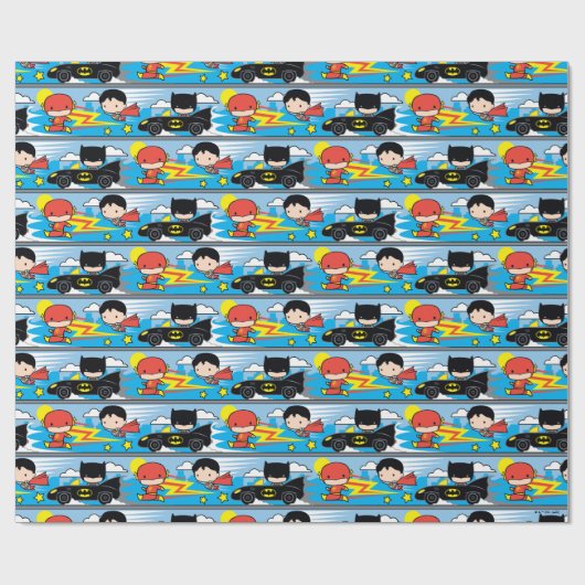 Chibi Flash, Superman und Batman Racing Pattern Geschenkpapier (Flach)