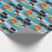 Chibi Flash, Superman und Batman Racing Pattern Geschenkpapier (Ecke)