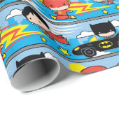 Chibi Flash, Superman und Batman Racing Pattern Geschenkpapier (Rolleneckpunkt)