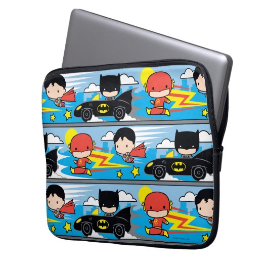 Chibi Flash, Superman und Batman Racing Pattern Laptopschutzhülle (Vorderseite Links)
