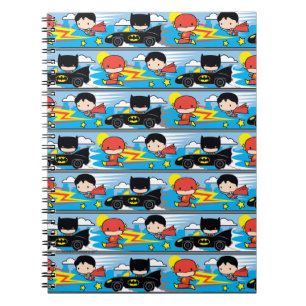 Chibi Flash, Superman und Batman Racing Pattern Notizblock