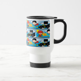 Chibi Flash, Superman und Batman Racing Pattern Reisebecher