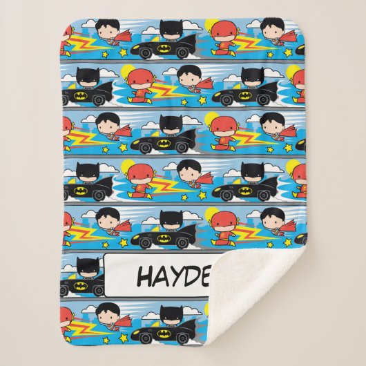 Chibi Flash, Superman und Batman Racing Pattern Sherpadecke (Vorderseite)