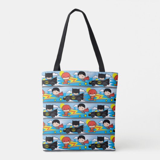 Chibi Flash, Superman und Batman Racing Pattern Tasche (Rückseite)