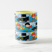 Chibi Flash, Superman und Batman Racing Pattern Tasse (Zentrum)