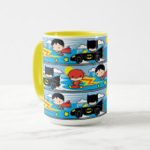 Chibi Flash, Superman und Batman Racing Pattern Tasse (Vorderseite Links)