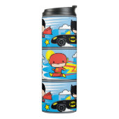 Chibi Flash, Superman und Batman Racing Pattern Thermosbecher (Nach links gedreht)