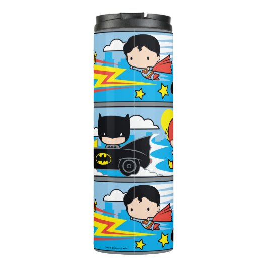 Chibi Flash, Superman und Batman Racing Pattern Thermosbecher (Rückseite)