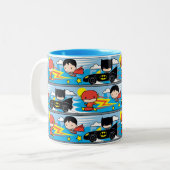 Chibi Flash, Superman und Batman Racing Pattern Zweifarbige Tasse (Vorderseite Links)