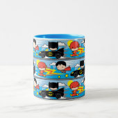 Chibi Flash, Superman und Batman Racing Pattern Zweifarbige Tasse (Mittel)