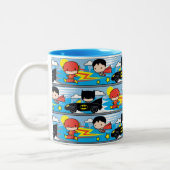 Chibi Flash, Superman und Batman Racing Pattern Zweifarbige Tasse (Links)