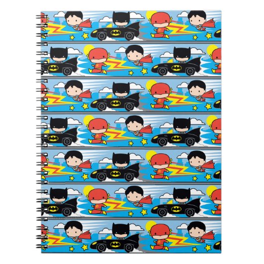 Chibi Flash, Superman und Batman Rennmuster Notizblock (Vorderseite)