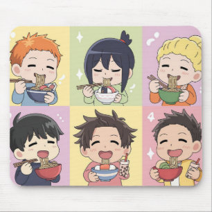 Chibi Foodie Charaktere Anime-Mauspad Mousepad