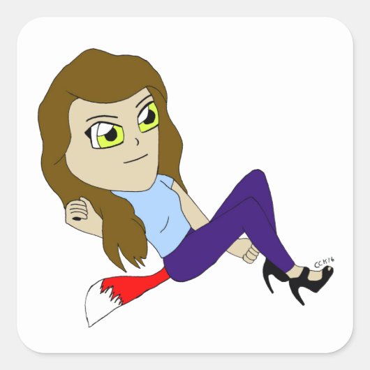 Chibi-Foxy-Girl-Aufkleber Quadratischer Aufkleber (Vorderseite)