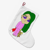 Chibi Foxy Girl Großer Weihnachtsstrumpf (Vorderansicht (hängend))