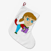 Chibi Foxy Girl Großer Weihnachtsstrumpf (Vorderansicht (hängend))