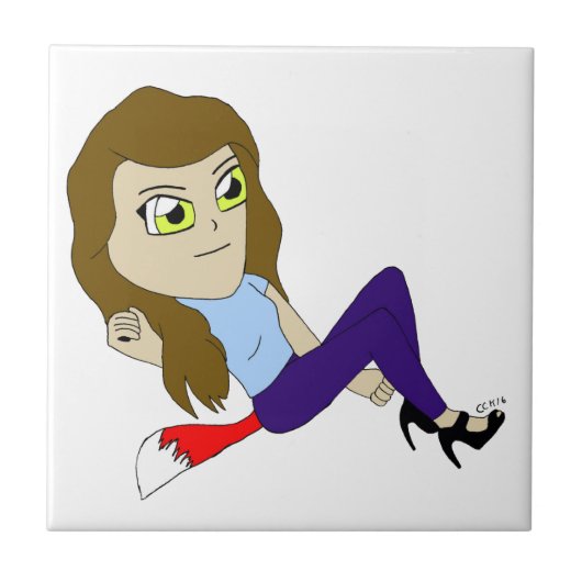 Chibi Foxy Girl Keramik Fliese (Vorderseite)