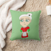 Chibi-Frau-Claus-Knopf Kissen (Decke)