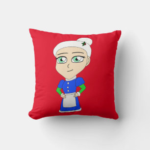 Chibi-Frau Weihnachtsmann im blauen Anzug Kissen