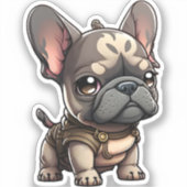 Chibi French Bulldog Aufkleber (Vorderseite)